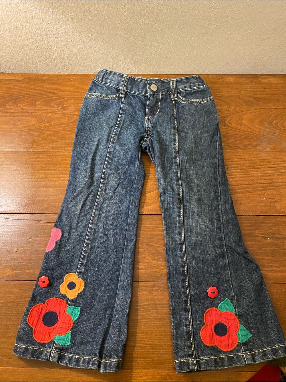 Toddler Girl’s Sz4 Gymboree Flower Power Flare Jeans Whimsical Hippie